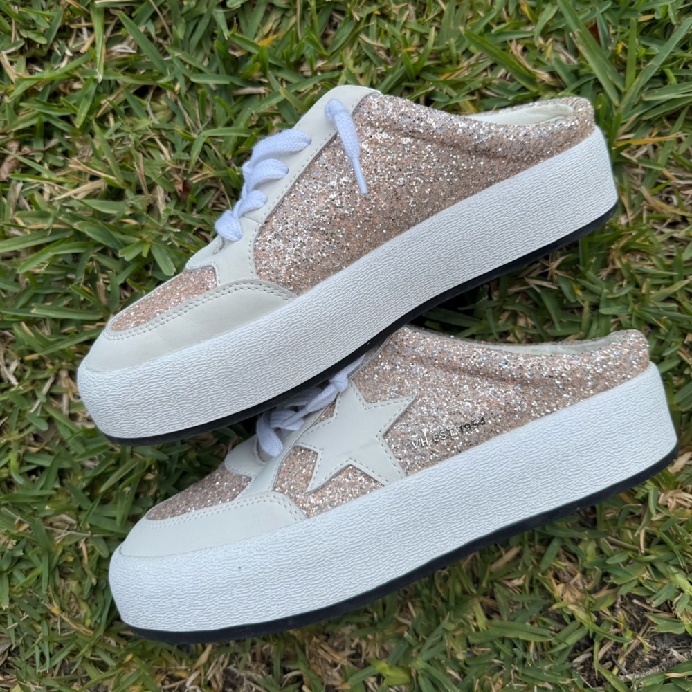Vintage Havana Glitter Slip on Sneakers White and Pink Glitter Sneakers NWOT